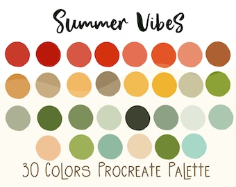 Summer Vibes Color Palette Set for Procreate | iPad, Digital Color, Color Swatches, Palette Swatches, Instant Download