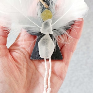 Sea Glass Angel on Slate Hanging Decortion - Sentimental Gift
