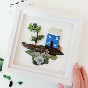 Driftwood Coastal Cottage Wall Art - Beachcombed Driftwood and Sea Glass Decor