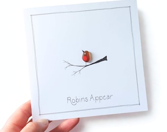 Sea Glass Robin Card: Handmade Sentimental Bereavement Sympathy Card