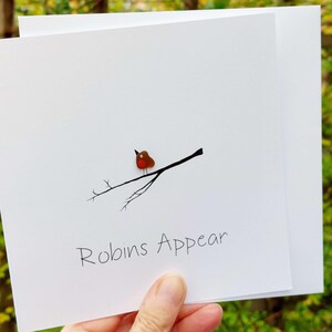 Carte de voeux 3D Robin en verre de mer faite main - Intérieur vierge