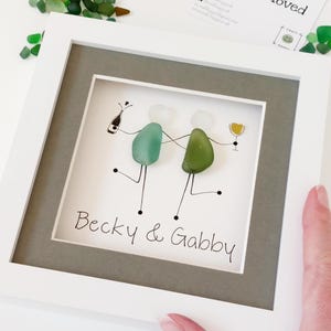 Personalised Friends Sea Glass Gift for Besties, Gift for Friends, Sister Gift, Framed Sea Glass Art, Best Friends, Distance Friendship