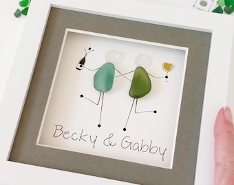 Personalised Sea Glass Friend Art, Framed Friendship Gift