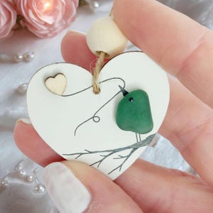 Heartfelt Sea Glass Bird Heart Decoration - Meaningful Gift for Loved Ones