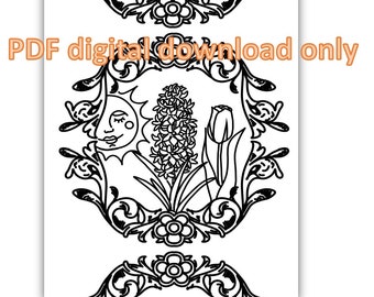 Nowruz Persian New Year Single Coloring Page Flowers