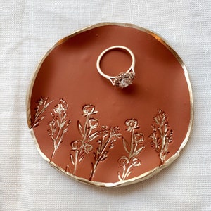 Floral Clay Ring Dish | Handmade | Clay Accessories | Gifts For Her | One Of A Kind | Polymer Clay | Jewelry Dish | Terracotta | Spring