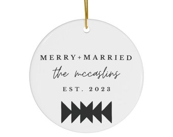 Personalized Boho Christmas Ornaments | Custom Ornaments | Newly Wed Ornaments | First Christmas | Merry And Married | Wedding Gift Ideas