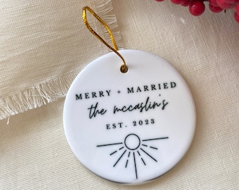 Personalized Boho Christmas Ornaments | Custom Ornaments | Newly Wed Ornaments | First Christmas | Merry And Married | Wedding Gift Ideas