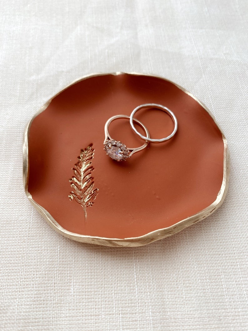 Fern Clay Ring Dish Handmade Clay Accessories Gifts For Her One Of A Kind Polymer Clay Terracotta Jewelry Dish image 1