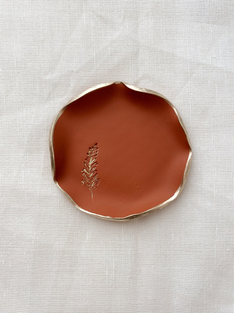 Fern Clay Ring Dish Handmade Clay Accessories Gifts For Her One Of A Kind Polymer Clay Terracotta Jewelry Dish image 3