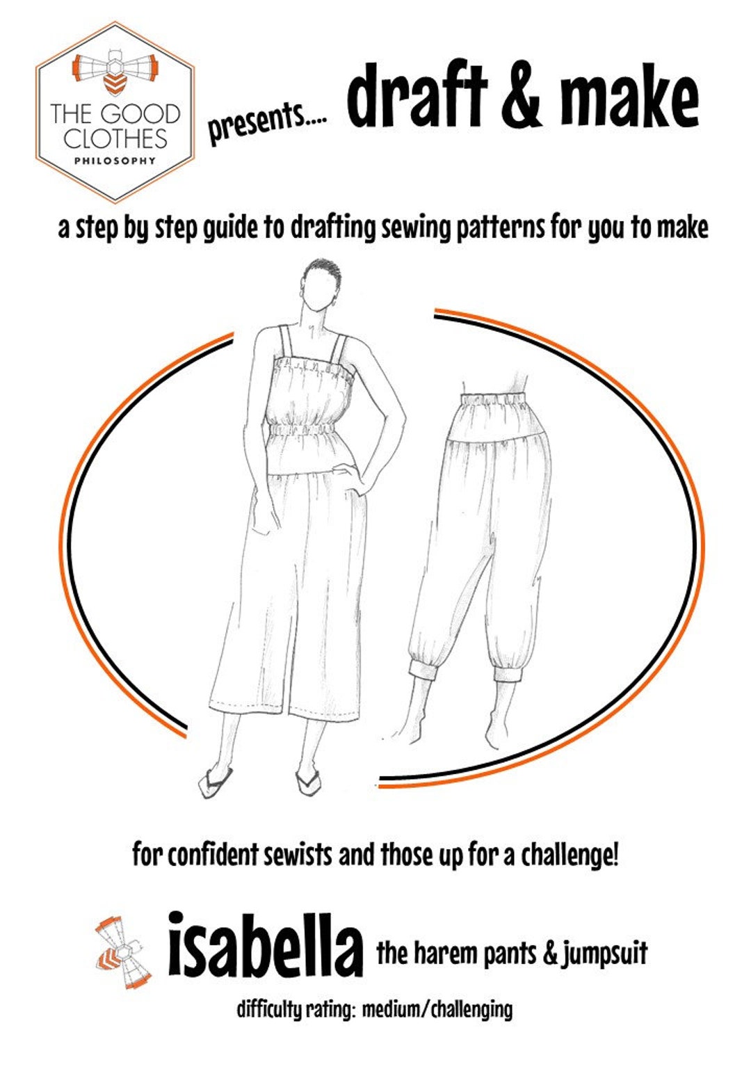 Sewing Pattern Drafting PDF. Pattern Cutting Isabella Harem Trousers