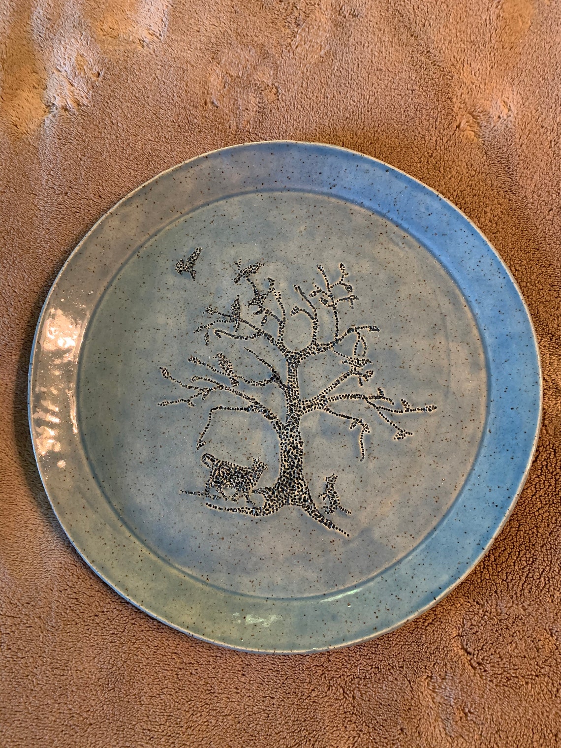 Decorative handmade stoneware plate for display or to serve Etsy
