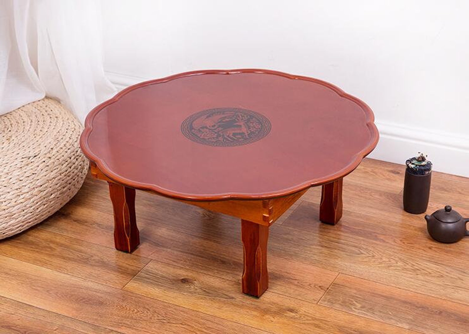 Multi Functional Folding Korean Table Round For Coffee Tea Etsy