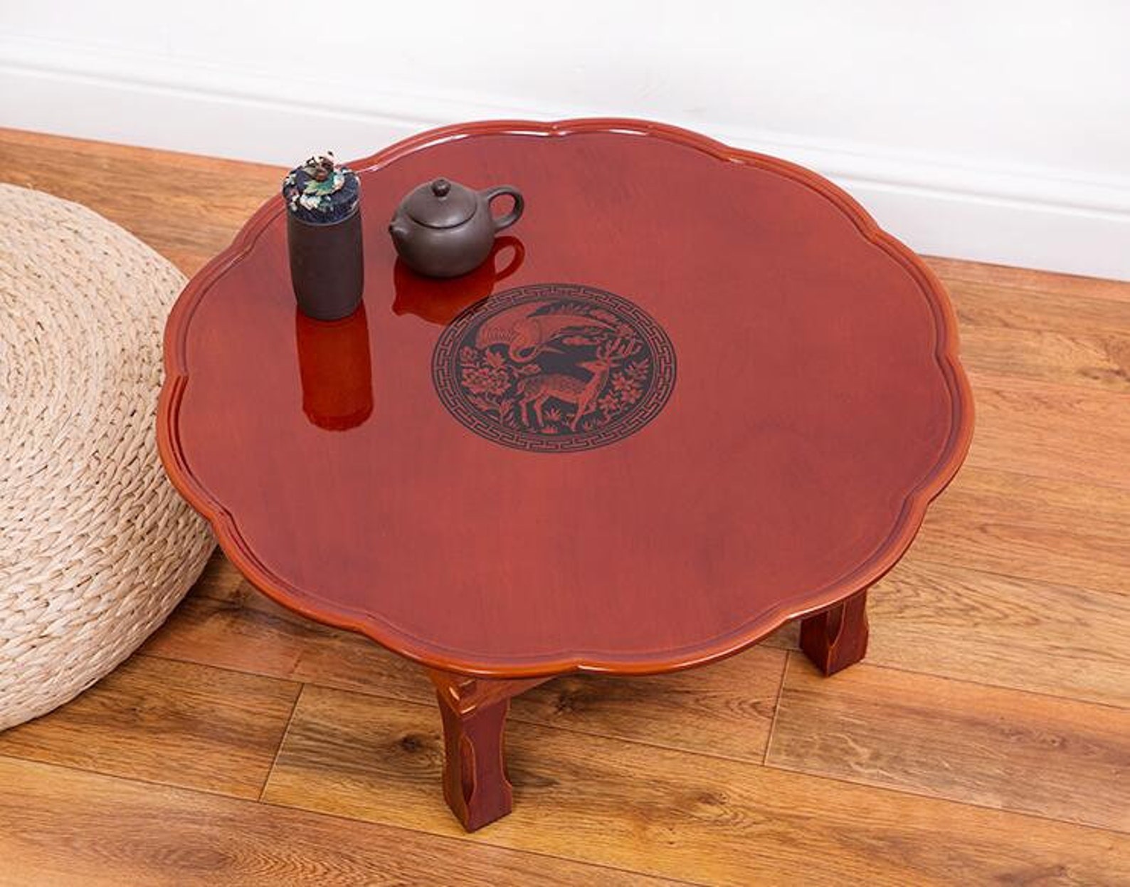 Multi Functional Folding Korean Table Round For Coffee Tea Etsy