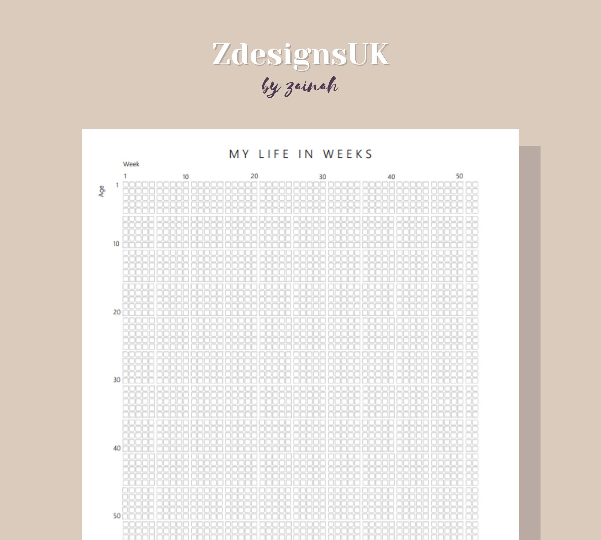 My Life in Weeks Tracker Poster A4 & A3 Blank for You to Fill Etsy