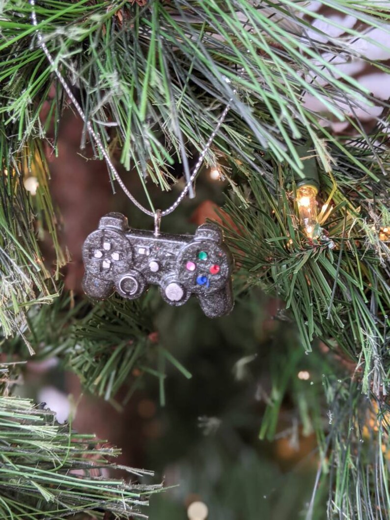 Black Shimmer Playstation Controller Mini Ornament