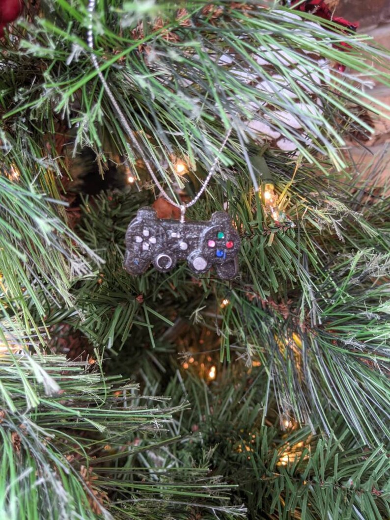 Black Shimmer Playstation Controller Mini Ornament