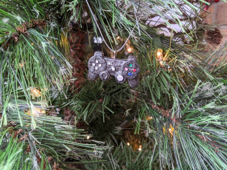 Black Shimmer Playstation Controller Mini Ornament