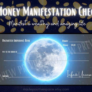 Money Manifestation Check - Law of attraction - Manifest abundance Moon design