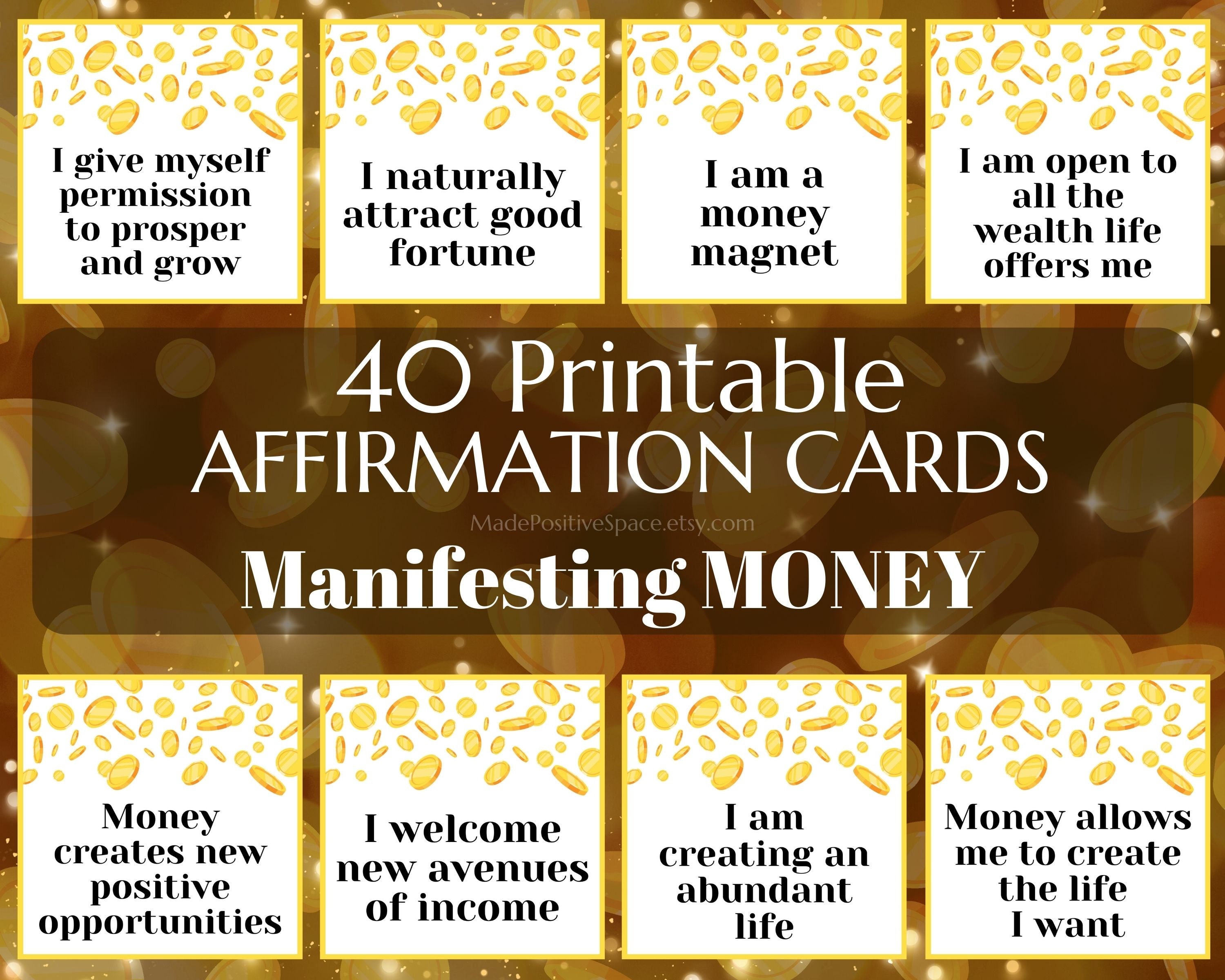 Manifesting Money Affirmation Cards Printable Wealth Manifestation Etsy