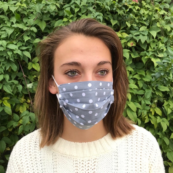 Face mask, Gingham, spotty, plain, face covering, reusable and washable, breathable, UK made Lightweight, Fast ship , 100% cotton