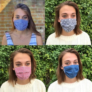 10  gingham face masks- Hand made from lightweight cotton