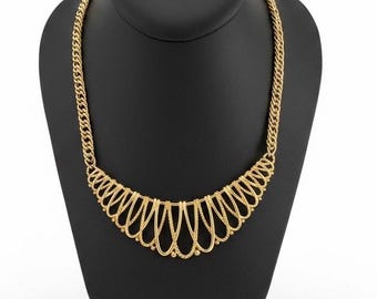 1980s Avon Gold Tone Bib Necklace. Avon Vintage Jewelry