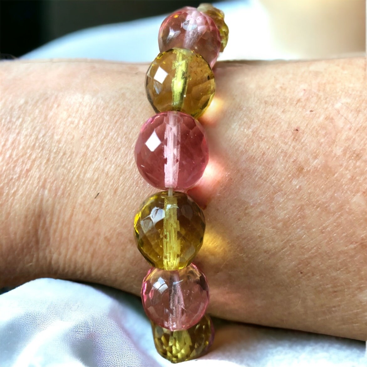 Vintage 1950s Glass Beaded Bracelet, 1950s Mid Century