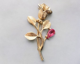 Avon vintage rose flower brooch, 1980s gold rose pin, Avon vintage jewelry for women, jewelry birthday gift for women, 1980s jewelry