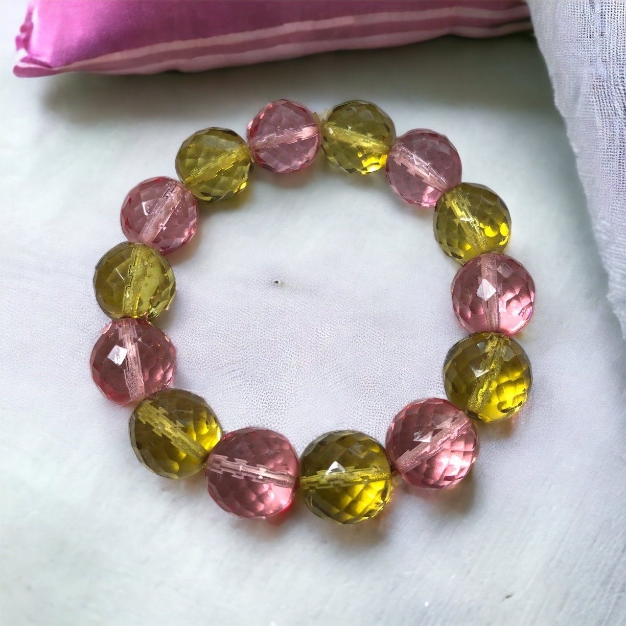 Vintage 1950s Glass Beaded Bracelet, 1950s Mid Century