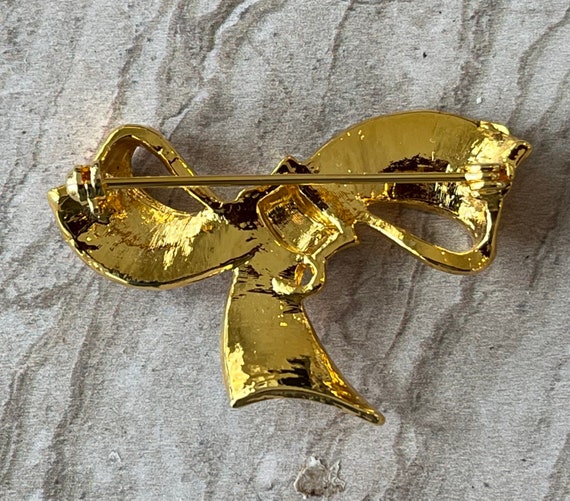 Vintage Laura Gayle brooch, 1990’s gold bow brooc… - image 6
