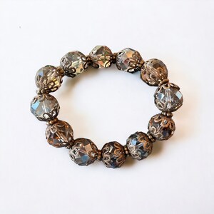 Vintage topaz bracelet, 1950s glass bead bracelet, vintage jewelry for women, birthday gift for her, 1950s jewelry