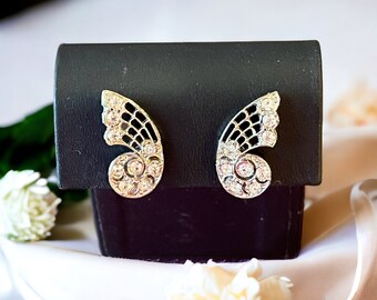 1950’s Art Deco earrings, 1950’s rhinestone earrings, wedding earrings for the bride, vintage jewelry for women, birthday gift for her