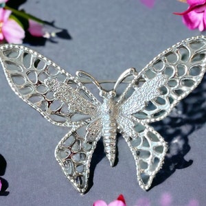 Sarah Coventry butterfly brooch, 1970’s silver butterfly pin, jewelry birthday gift, butterfly lover gift, vintage Sarah Coventry jewelry