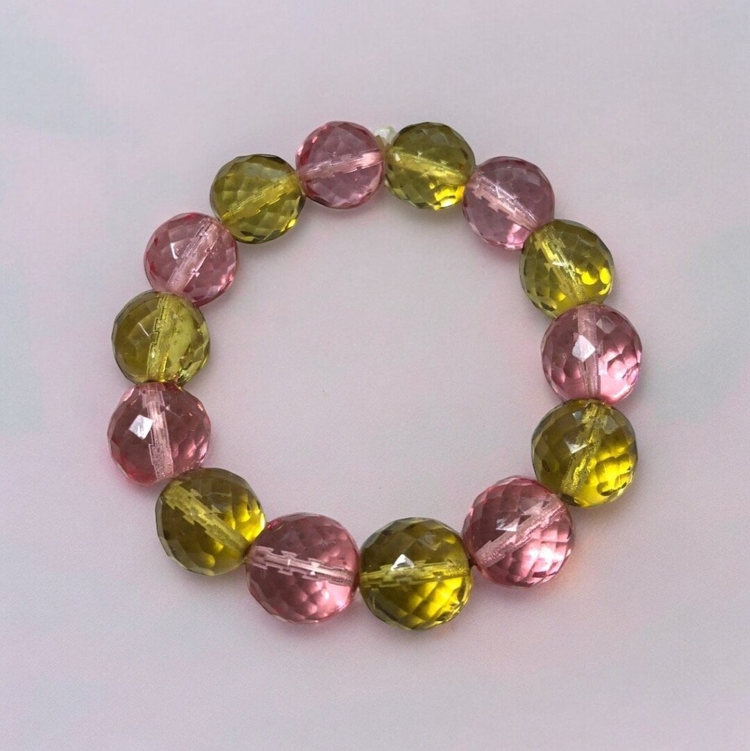 1950s Vintage Pearl, Pink Glass and Rhinestone Bracelet - Etsy