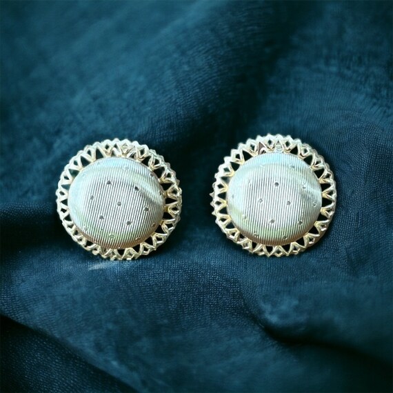 Vintage Coro gold earrings, mid century round ear… - image 4