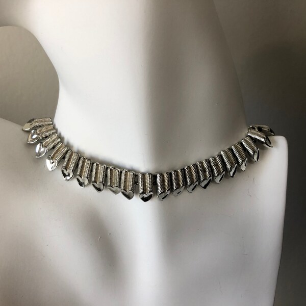 Vintage Coro silver necklace, 1960 Coro choker, vintage jewelry for women, wedding jewelry for bride, birthday gift for her