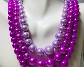 1950’s purple bead necklace, vintage multi strand beaded necklace, 1950s vintage jewelry for women, 1950s beaded necklace,