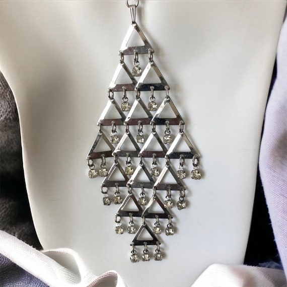 Sarah Coventry silver necklace, 1970 vintage pend… - image 1