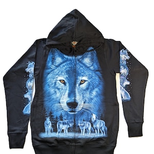 Wolf Jacket Rock Eagle Hooded Jacket*Black*Motif: Wolf*New