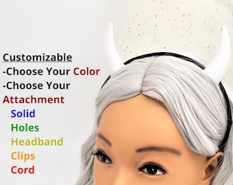 Customizable 2 Inch Cosplay Horns Smooth, Demon Costume Horns, Various Attachments