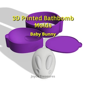 3D Printed Three Piece Baby bunny Bath Bomb Mold, Bunny bathbomb mold, Spring Bath bomb Mold, Easter Bath Bomb Mold, Animal bath bomb Mold.
