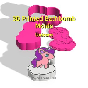 3D Printed Unicorn Bath Bomb Mold, Flat Unicorn bathbomb mold. Cute Unicorn Bath bomb Mold.