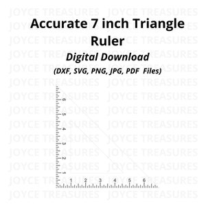 7 inch Triangle Accurate Ruler with numbers (DXF, Jpg, Png, SVG and PDF Files) Digital (Tick Lines 1 inch 1/2 inch, 1/4 inch and 1/8 inch)
