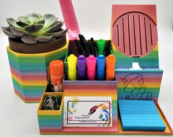 Organiseur de bureau personnalisable avec téléphone et support pour plante