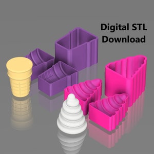 STL Datei für Badebombe Zwei Mould Eiscreme Badebombenform, Eiscreme Badebombenform, Eistüte Badebombenform für (Digital) FDM Drucker
