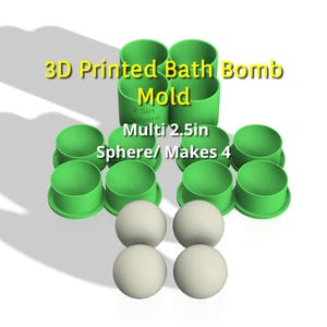 Three piece 2.5 in round sphere bath bomb mold, 2.5in Four Sphere Bath Bomb Mold, 2.5in Multiple sphere mold, Multi bomb mold