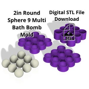 2 inch 9-Sphere Bath Bomb Mold STL File (Digital Download)