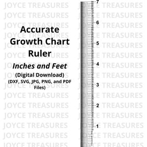 2 m genaues Wachstums-Chartlineal (Zahlen: Zoll, Ft) (DXF-, Jpg-, Png-, SVG-, PDF-Dateien) Digital (Tick-Linien 1 Fuß, 1 Zoll, 1/2 Zoll, 1/4 Zoll und 1/8 Zoll)