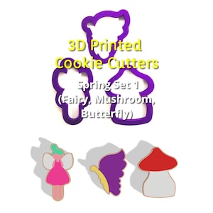Spring set 1 Cookie Cutter, Fairy Cookie Cutter, Mushroom Cookie Cutter, Butterfly Cookie Cutter, Polymer Clay Cutter Spring Cookie Cutters.